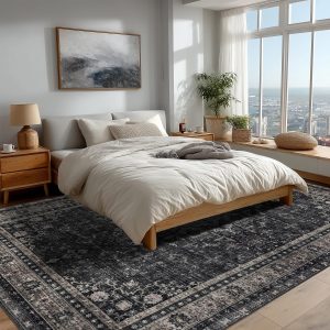 Area Rug for Bedroom Living Room, Washable Non-Slip Foldable Waterproof