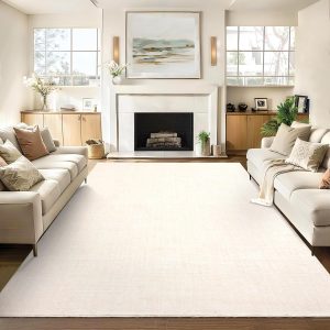 Washable Rugs 10x13 Area Rug for Living Room, Modern Solid Rug with Non Slip Backing